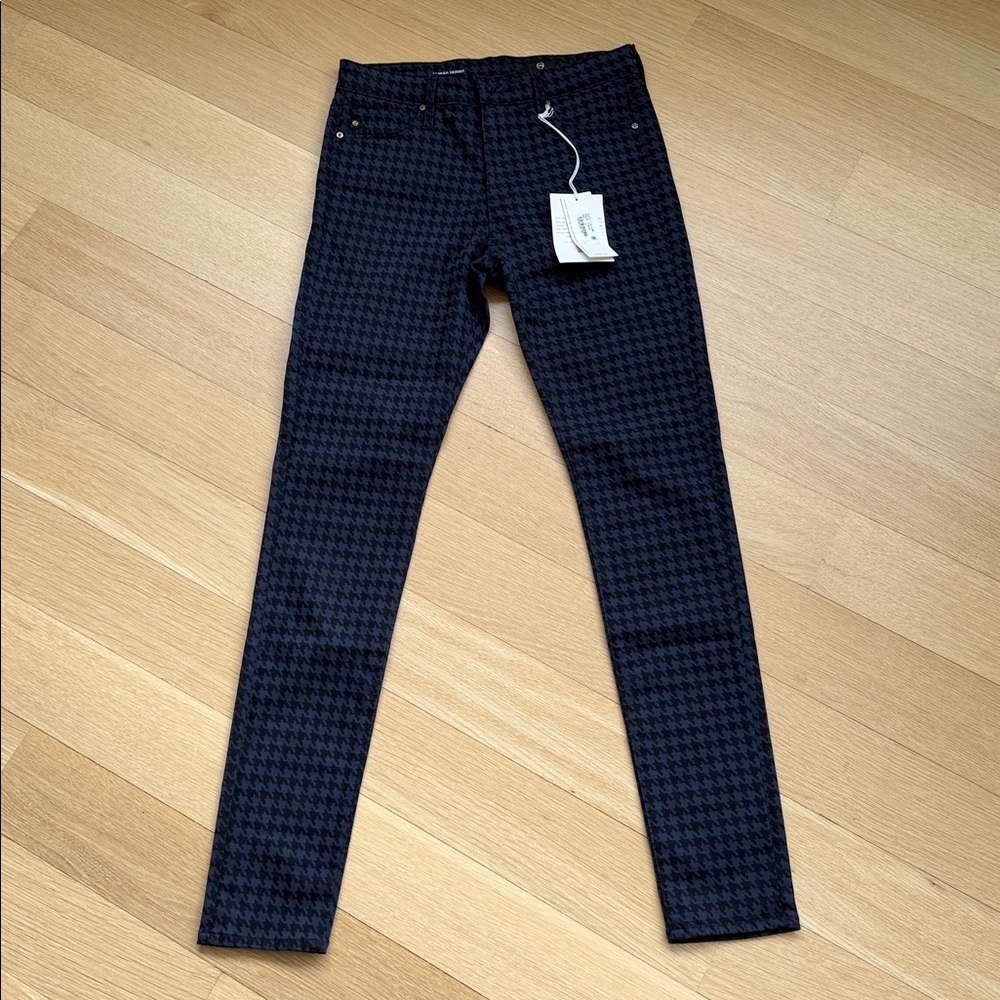 NWT AG Adriano Goldschmied Farrah Skinny Jeans Blue Black Geometric Print 27 R